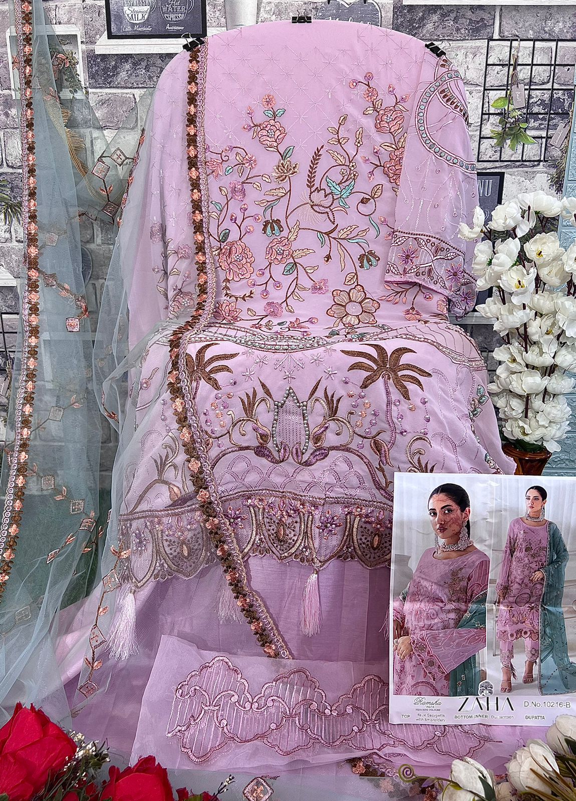 Ramsha Vol 4 By Zaha Georgette Pakistani Suits Catalog

